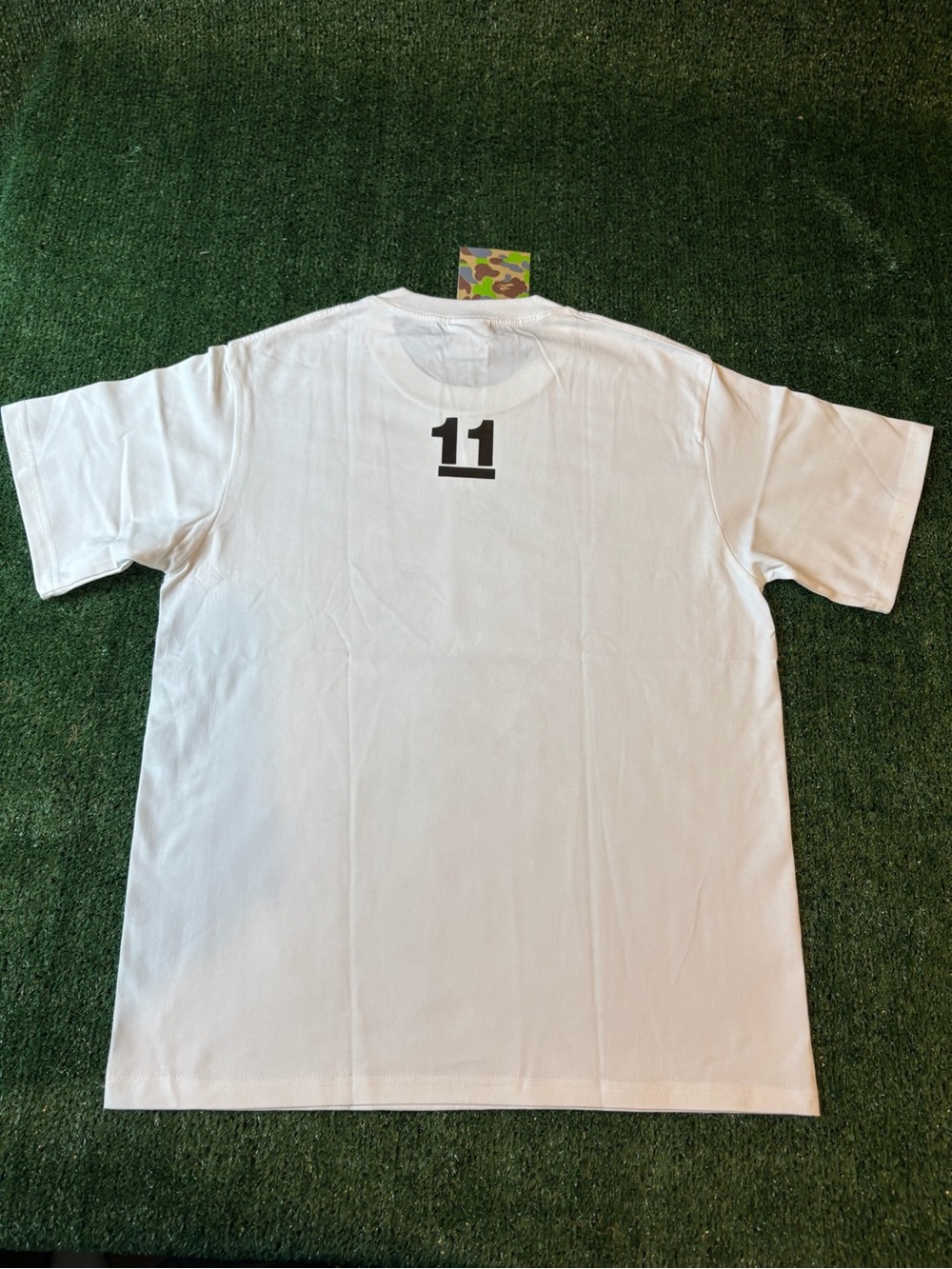 Bape White Tee with Green Camo Ape Head Graphic - Picture 3 of 9